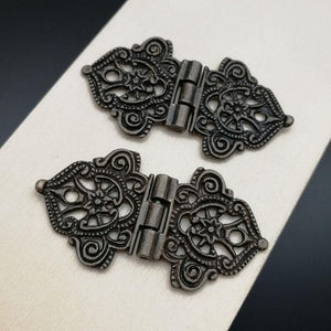 2x Antique Bronze Mini Lace Hinge