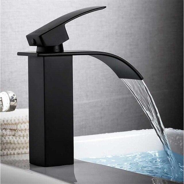 Basin Faucet Black Waterfall Faucet Mixer